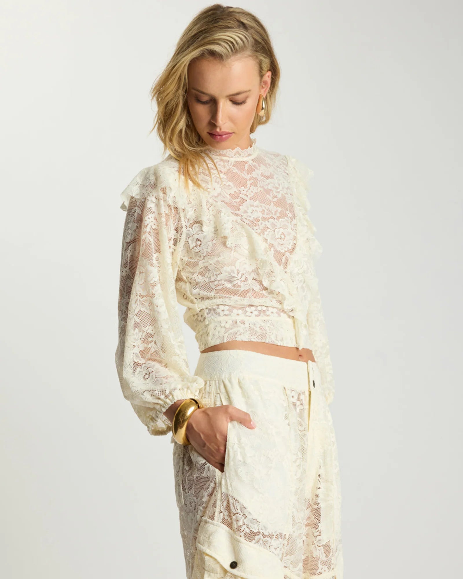 One teaspoon Savage Romance Lace Frill Cami Top - Vintage White