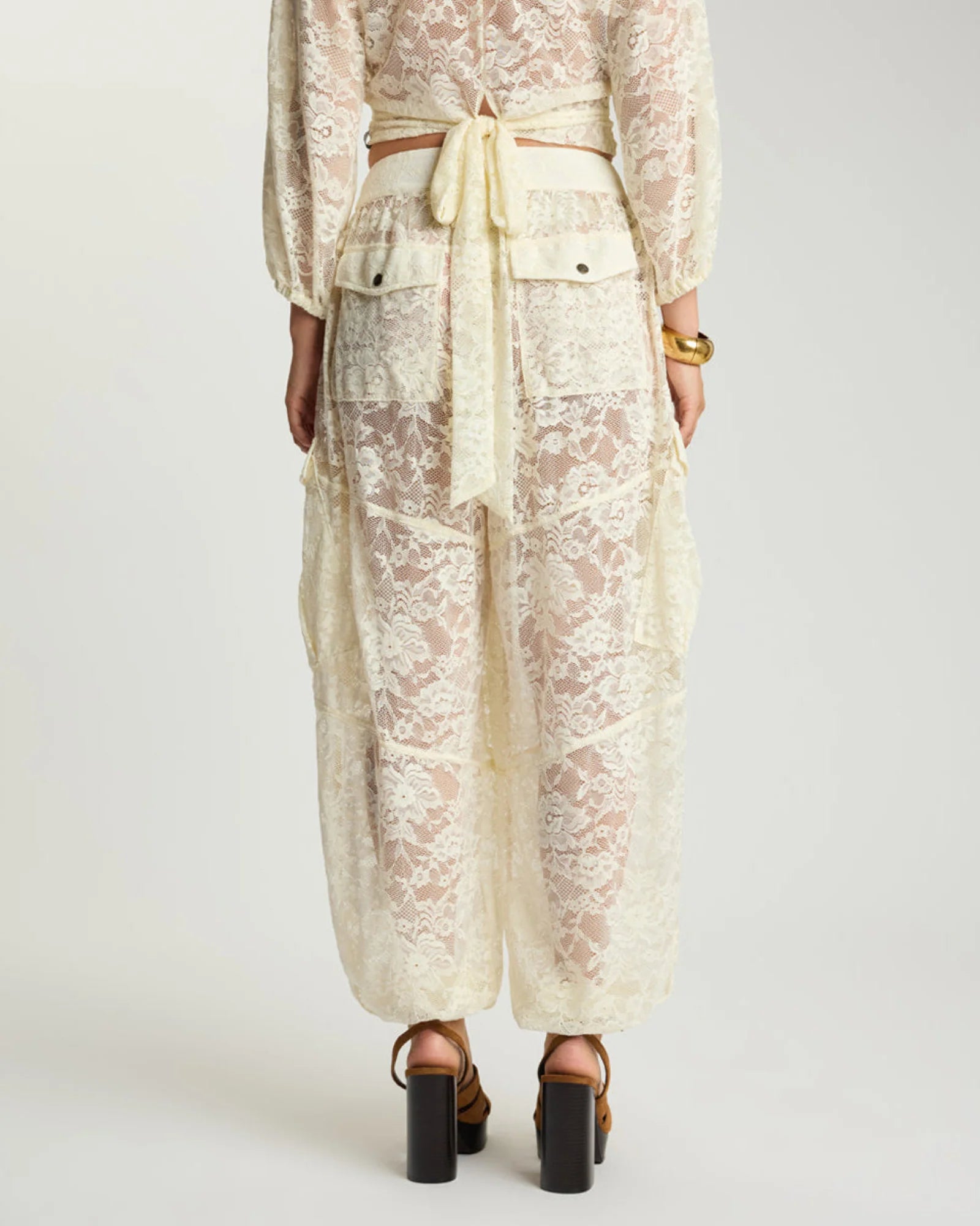 One teaspoon Savage Romance Utility Lace Pants - Vintage White