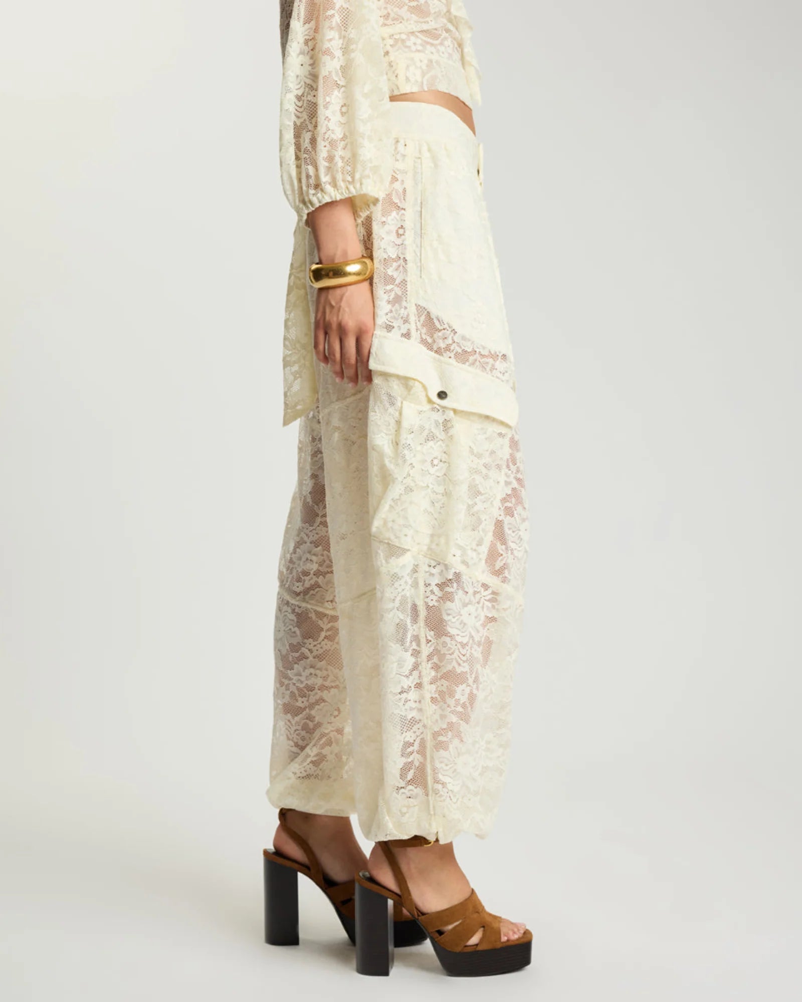 One teaspoon Savage Romance Utility Lace Pants - Vintage White