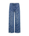 One teaspoon Roadhouse Mid Waist Wide Leg Drawstring Denim Jeans - Soaring Jacquard Blue