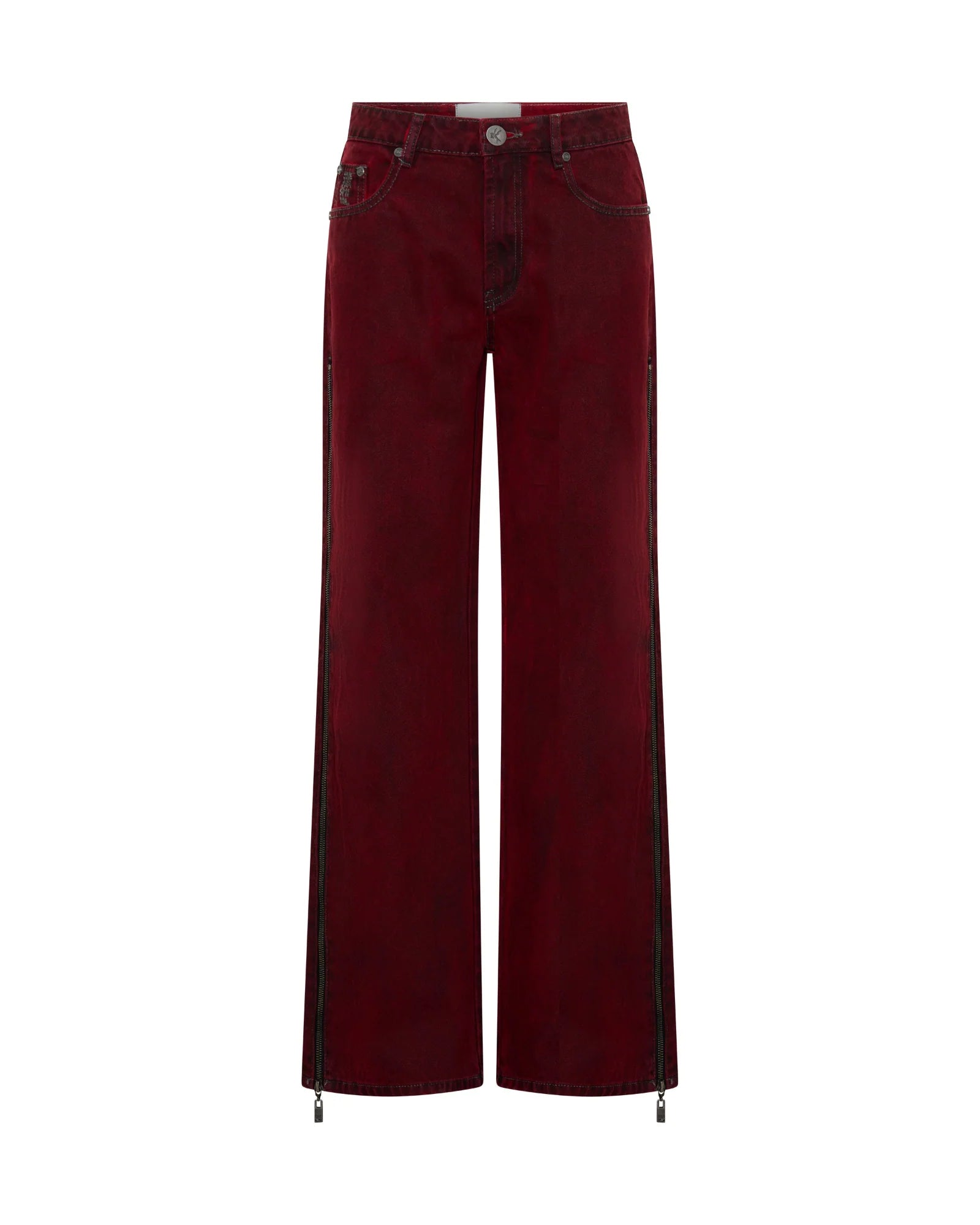 One teaspoon Jackson Mid Waist Wide Leg Denim Jeans - Oil Stained Maroon