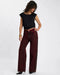 Jackson Mid Waist Wide Leg Denim Jeans - Oil Stained Maroon