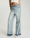 One teaspoon Love Machines Mid Waist Super Wide Leg Denim Jeans - Split Party Contrast Blue