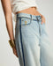 One teaspoon Love Machines Mid Waist Super Wide Leg Denim Jeans - Split Party Contrast Blue