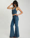 One teaspoonChrome Edge Mid Waist Flared Studded Denim Jeans - Eclipse Blue