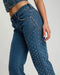 One teaspoonChrome Edge Mid Waist Flared Studded Denim Jeans - Eclipse Blue