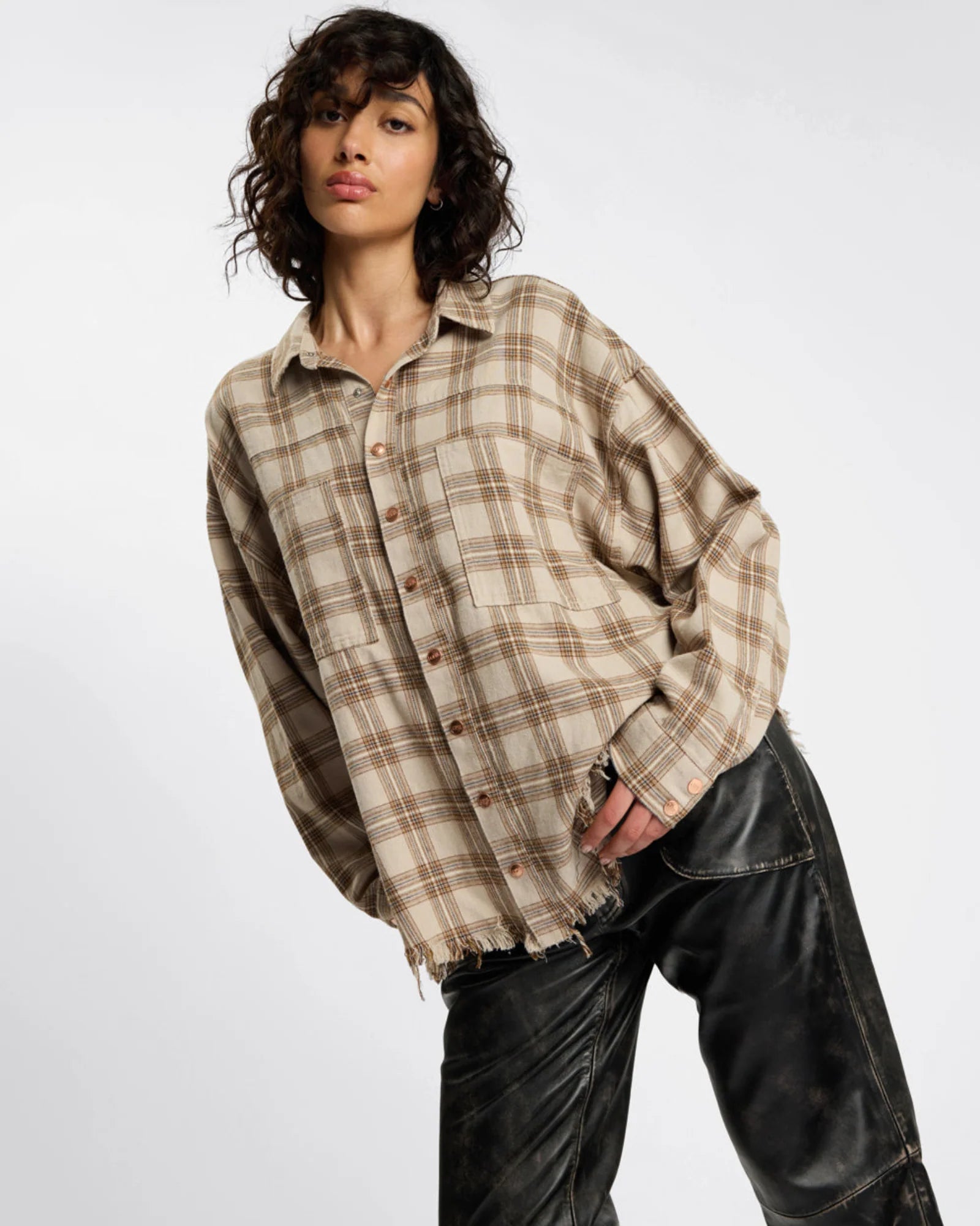 One teaspoon Daria Havana Flannel Check Shirt - Tan Check