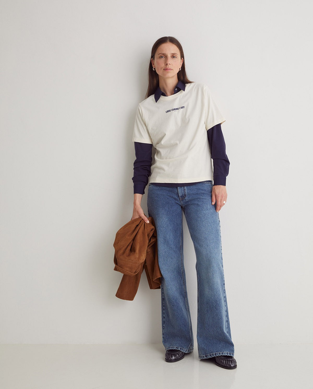 43499 - Ecru Print Cotton T-Shirt