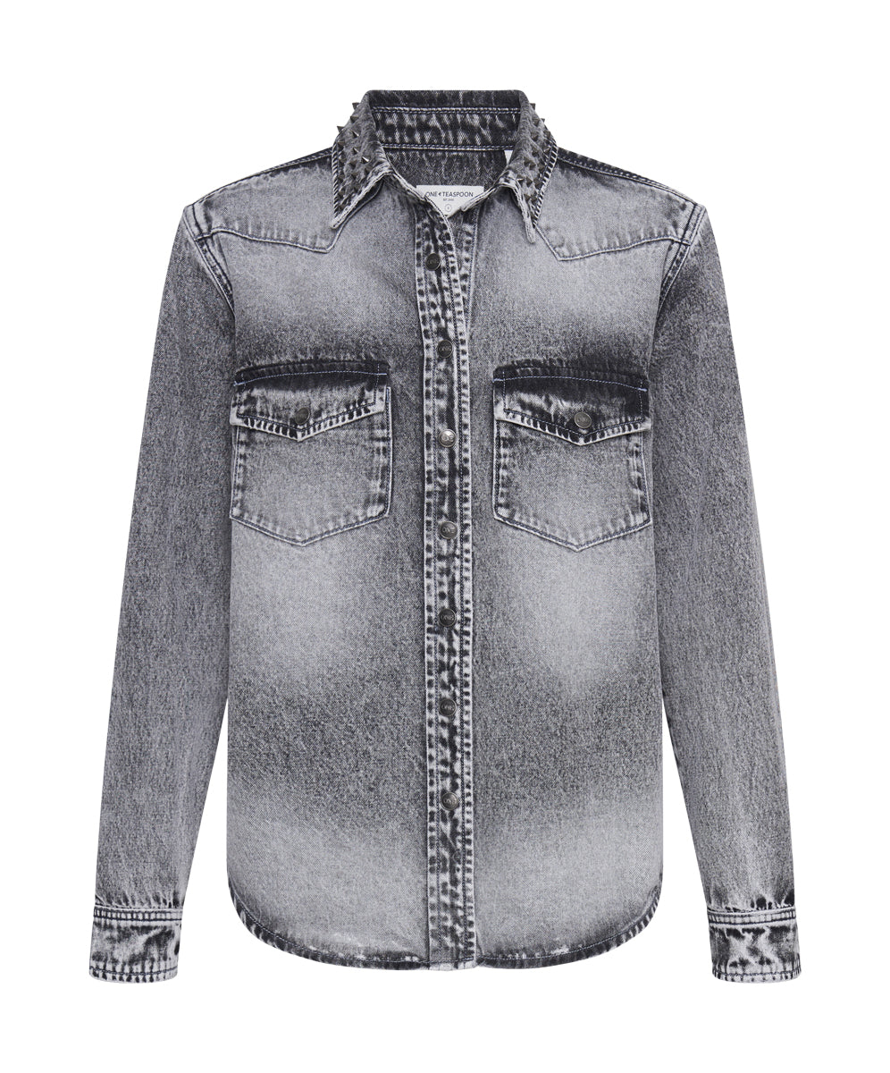 SLATE ACID STUDDED DENIM SHIRT SKU: 26100