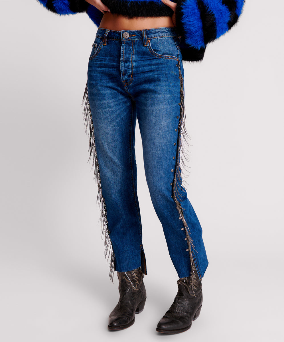 BLUEMOON JEWELLED HOOLIGANS MID WAIST RELAXED JEAN SKU: 26113