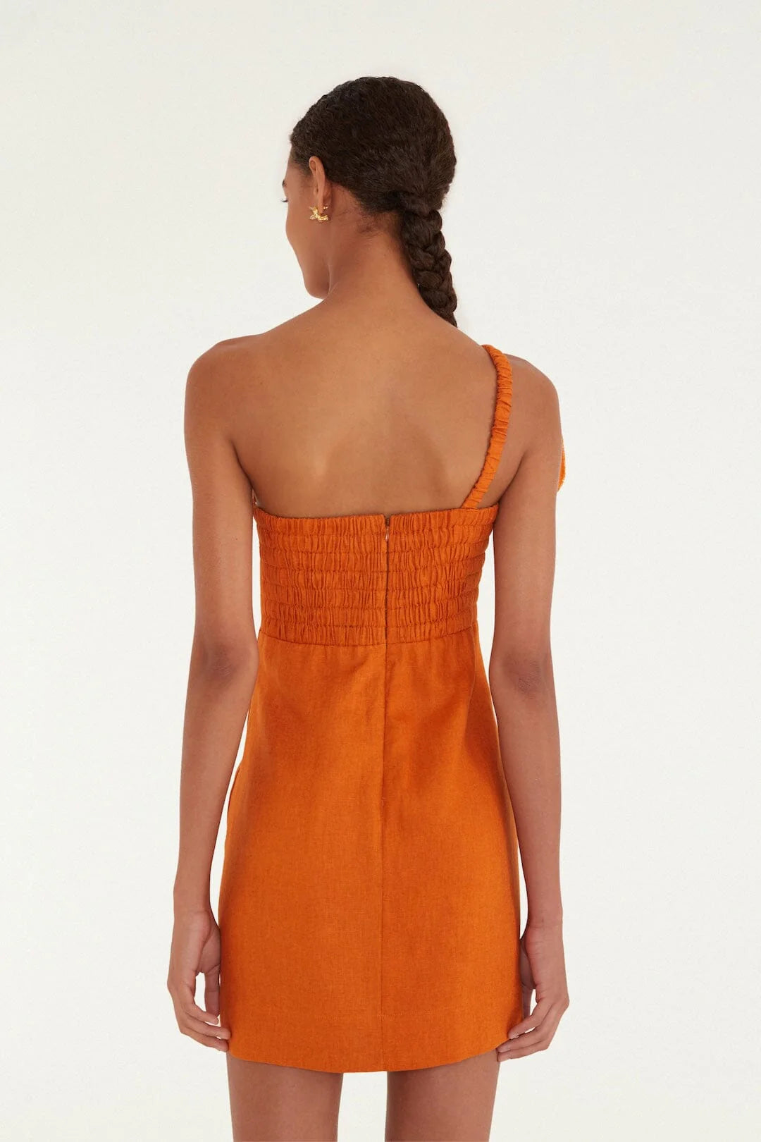 Orange Flower Premium Linen Mini Dress