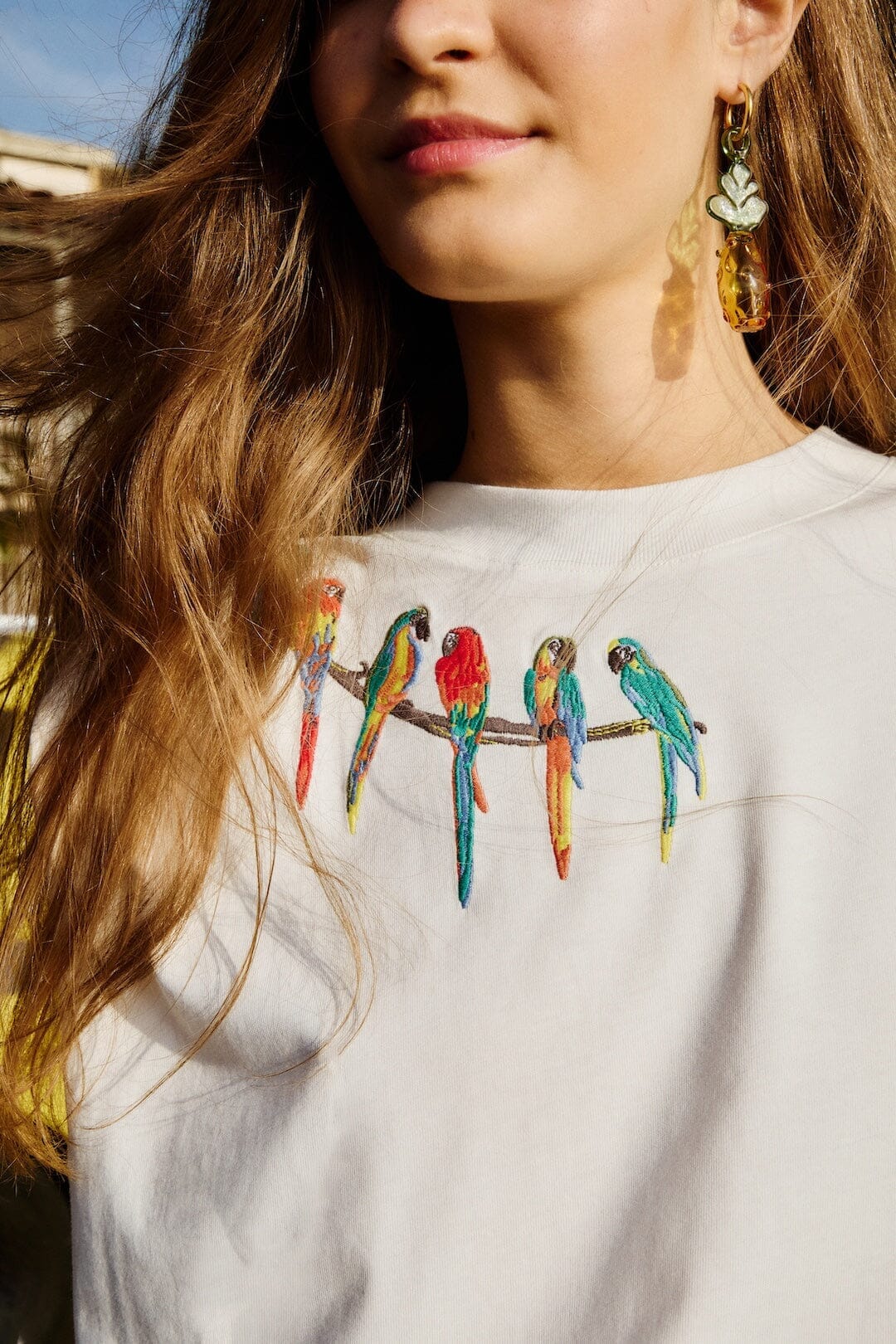 Off-White Birds On Branch Embroidered T-Shirt