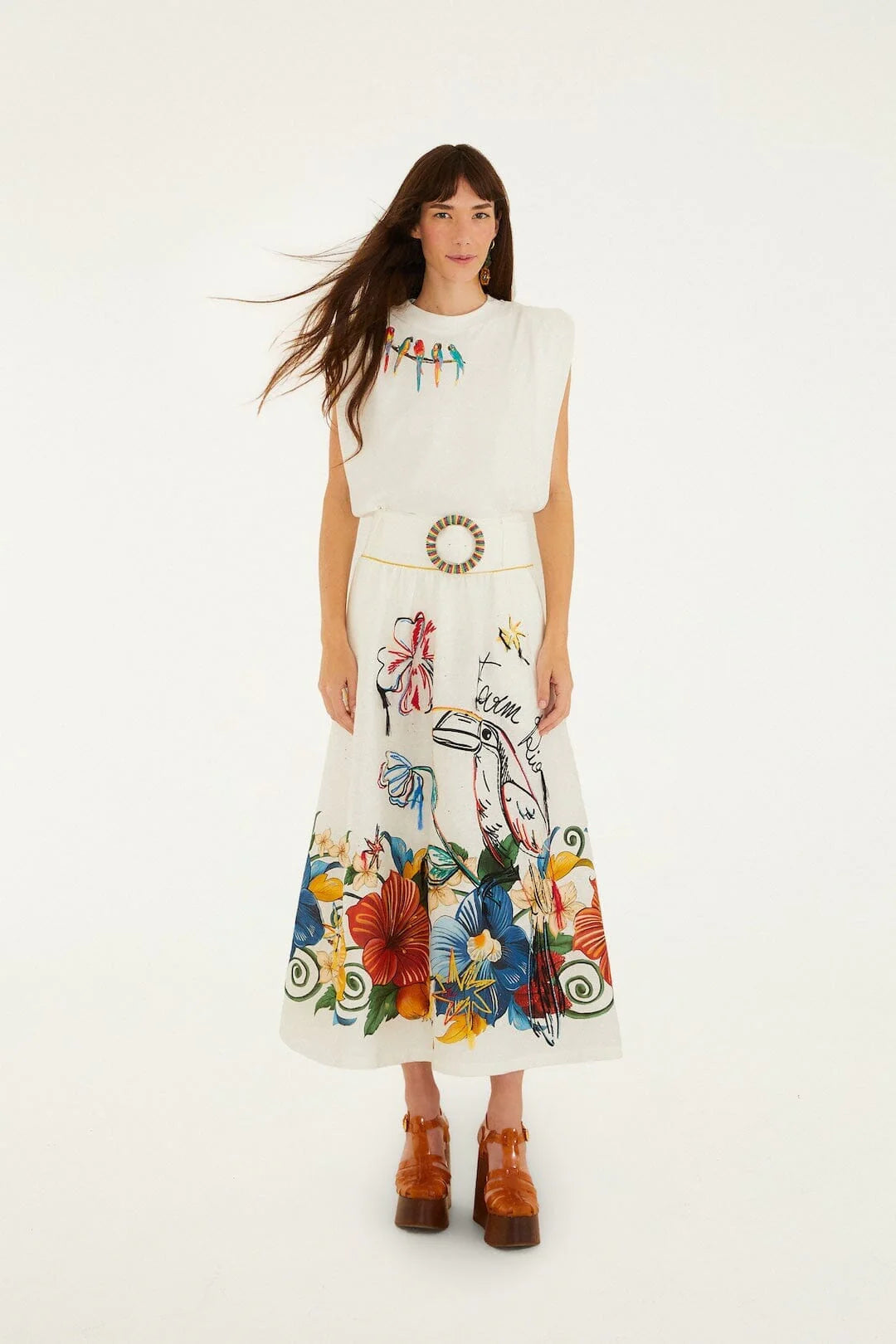 Off-White Birds On Branch Embroidered T-Shirt