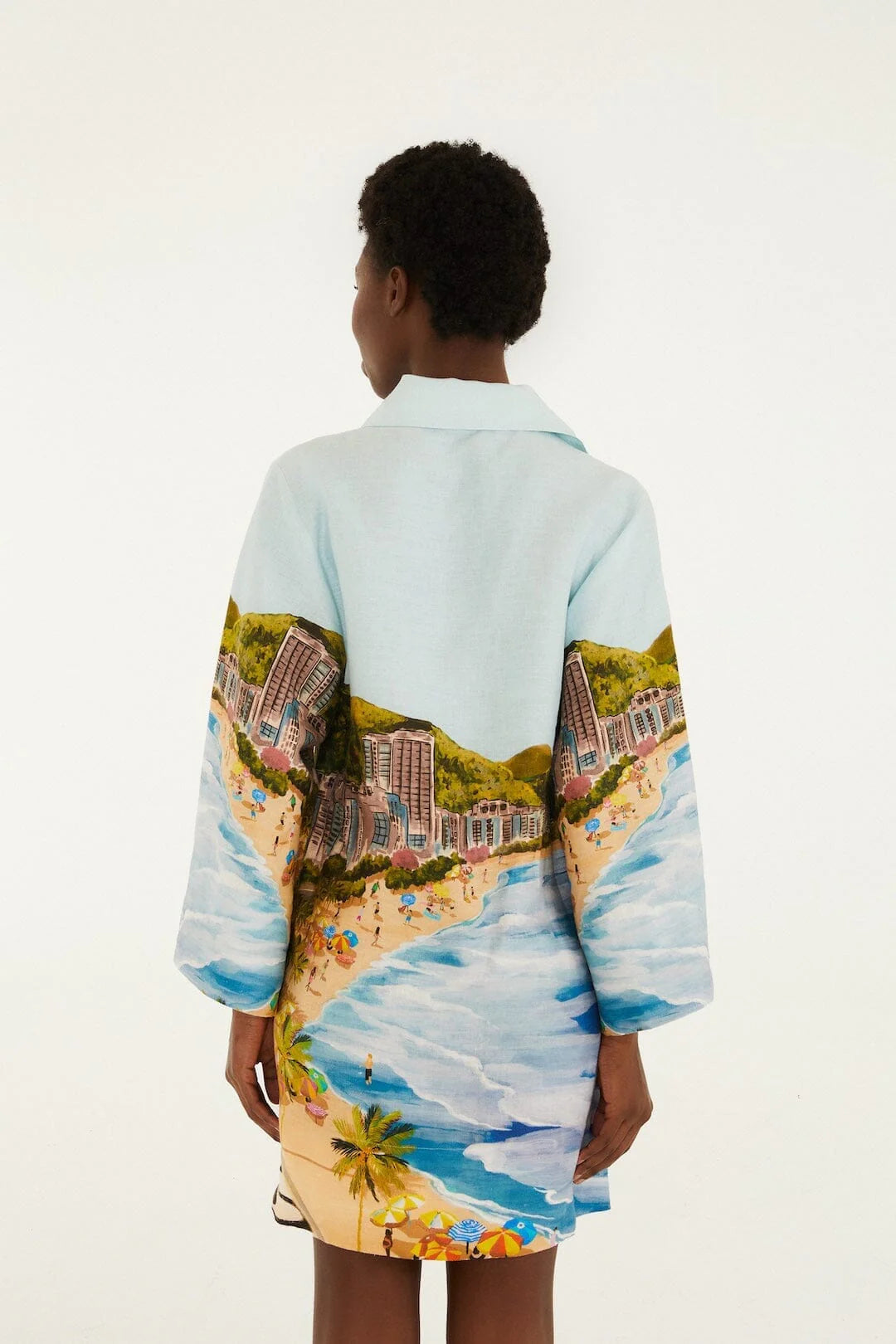 Multicolor Copacabana Beach Long Sleeve Kimono