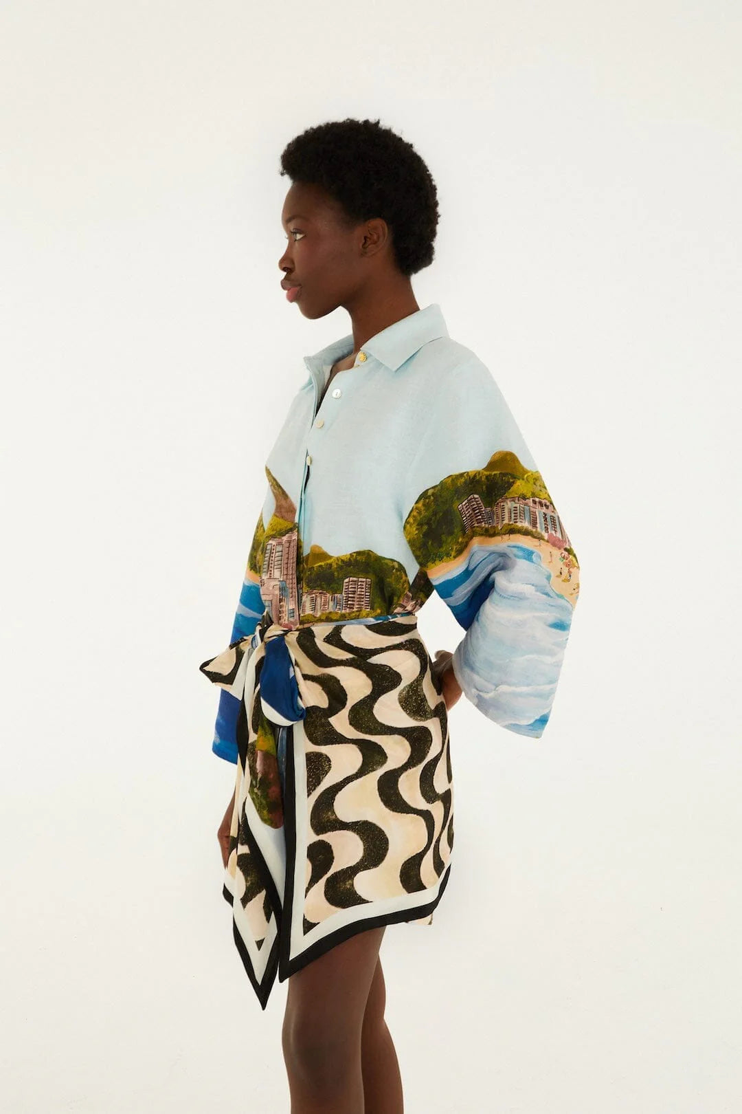 Multicolor Copacabana Beach Long Sleeve Kimono