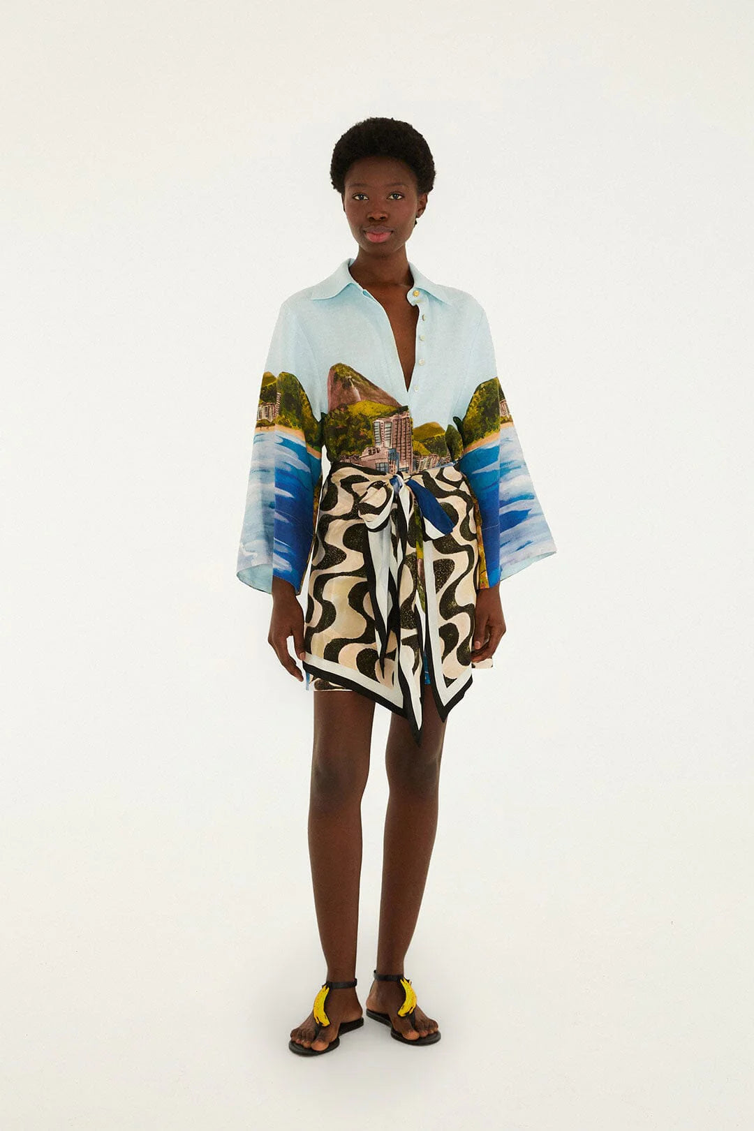 Multicolor Copacabana Beach Long Sleeve Kimono