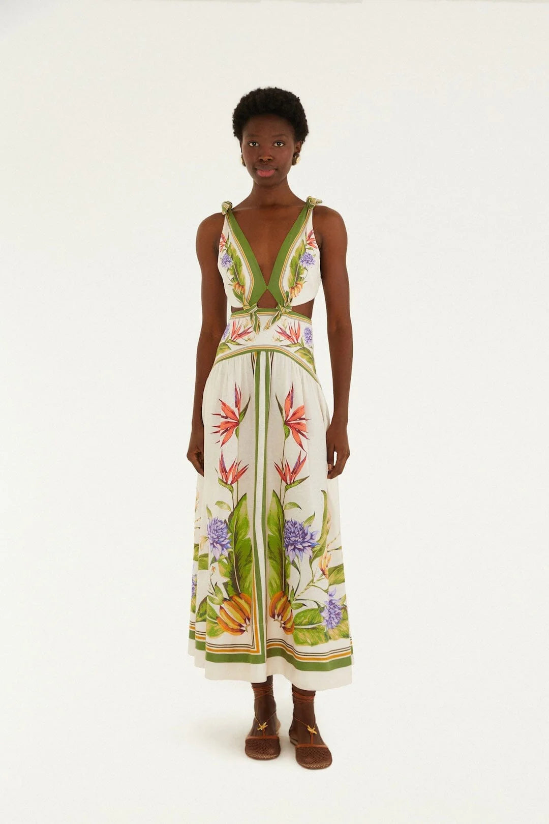 Sand Tropical Scarf Maxi Dress
