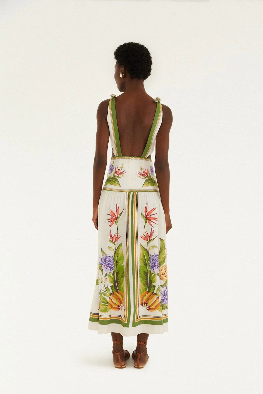 Sand Tropical Scarf Maxi Dress