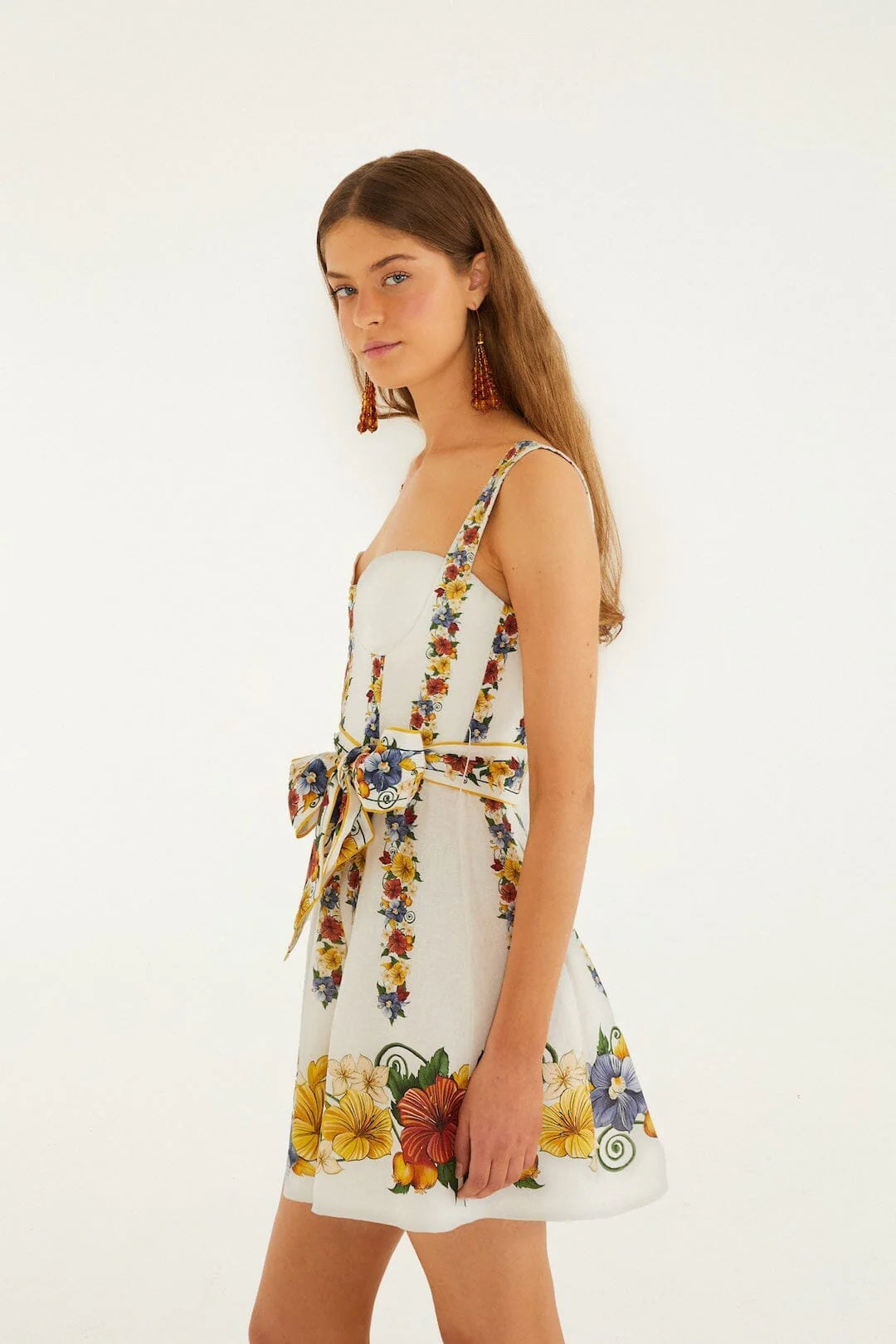 Off-White Tropi Belted Lenzing Ecovero Euroflax Mini Dress