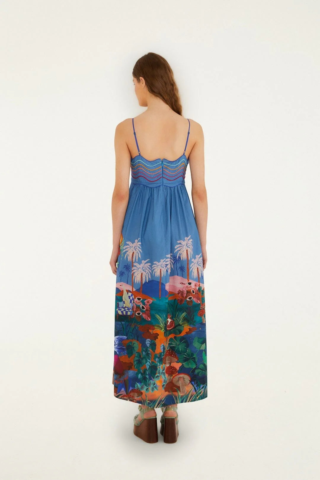 Multicolor Dream Landscape Organic Cotton Sleeveless Maxi Dress