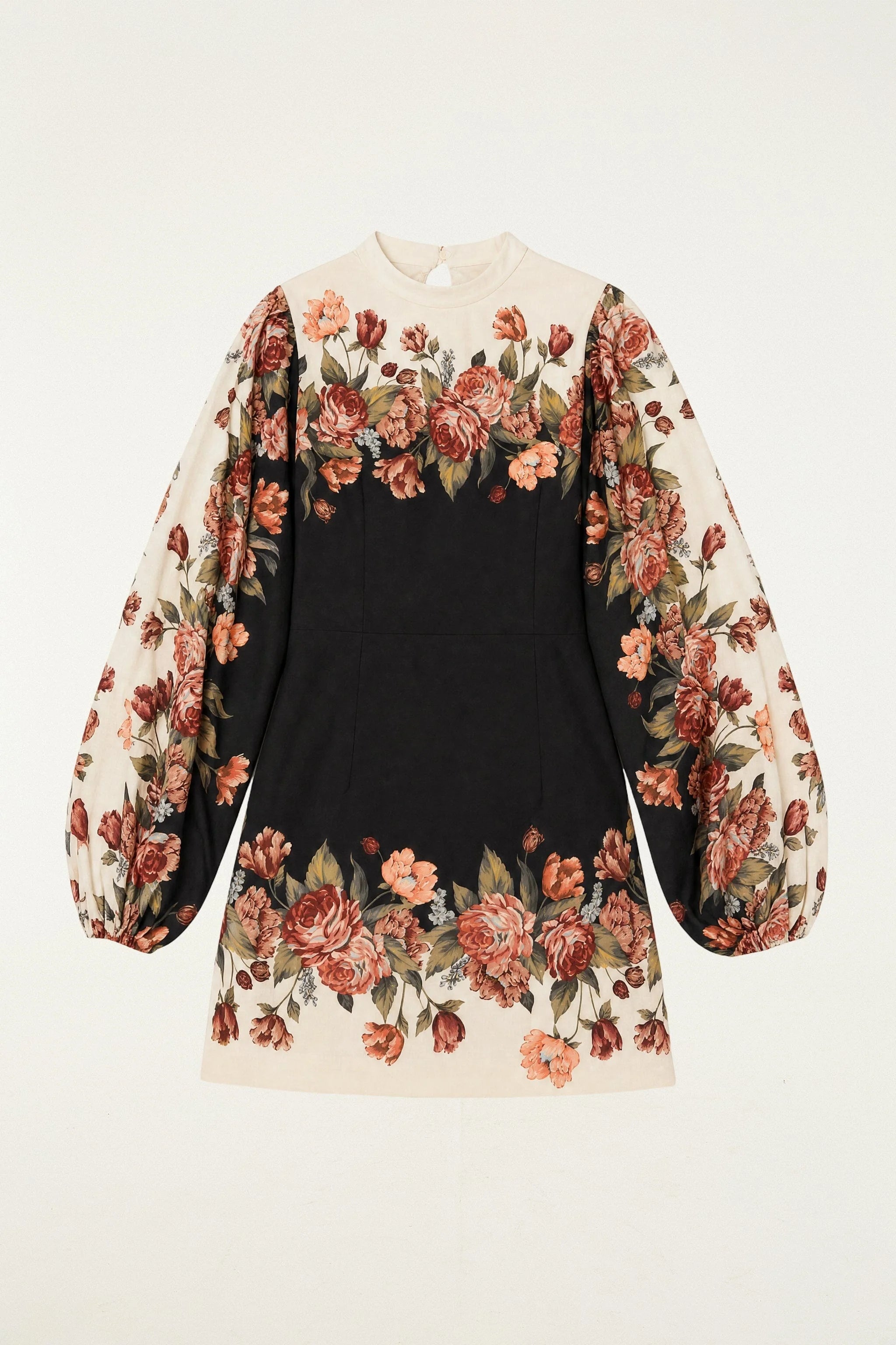 Farm Rio Winter Floral Long Sleeve Mini Dress