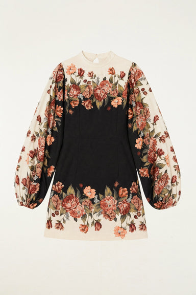 Farm Rio Winter Floral Long Sleeve Mini Dress