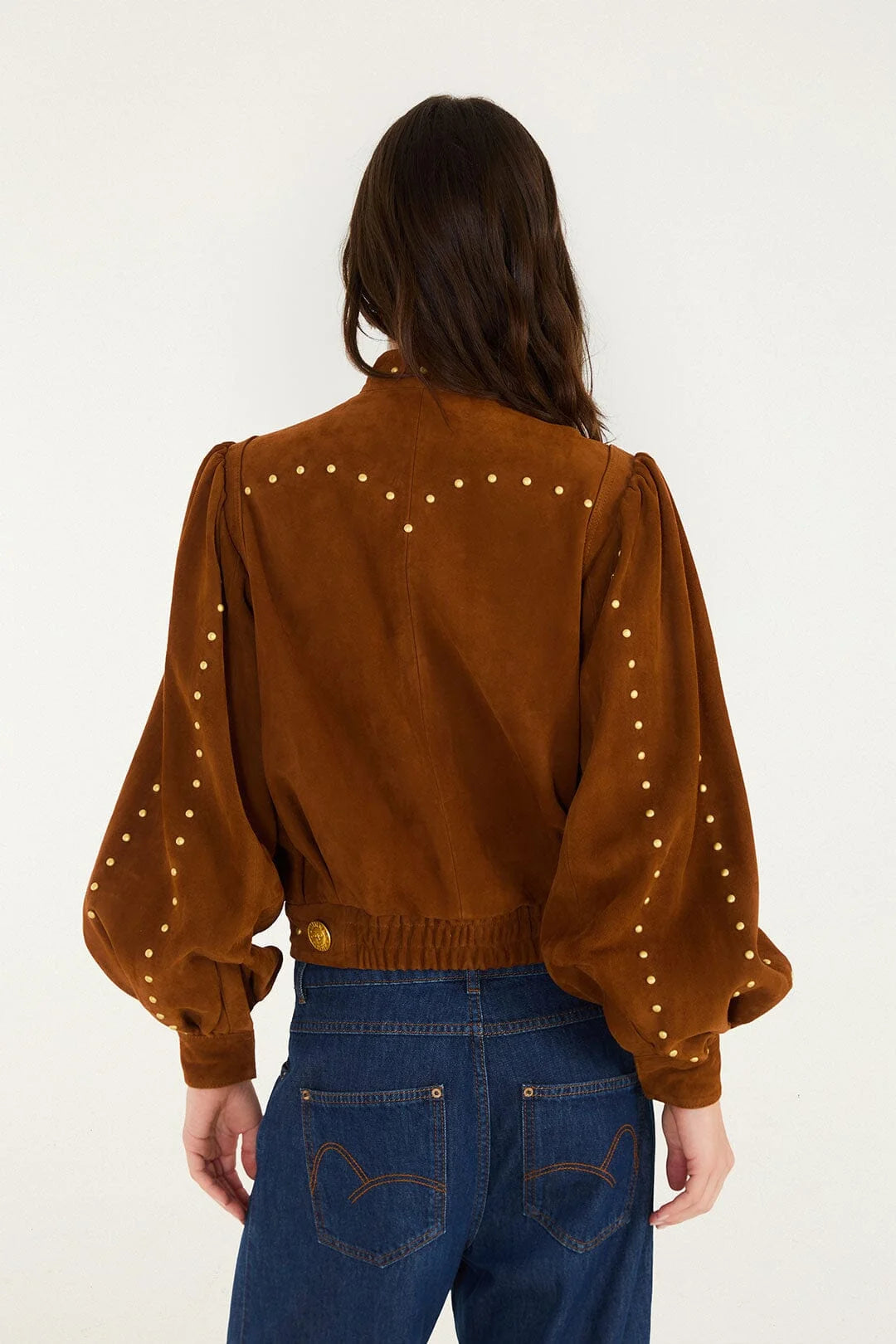 Farm Rio Riveted Buttoned Leather Jacket