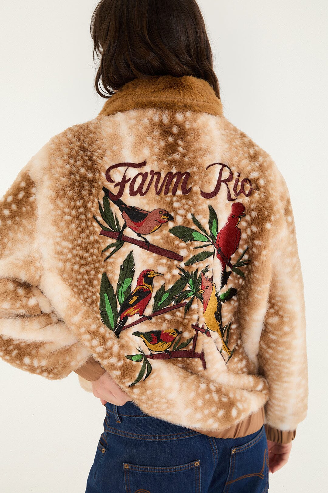Farm Rio Borbofly Embroidered Reversible Puffer Jacket