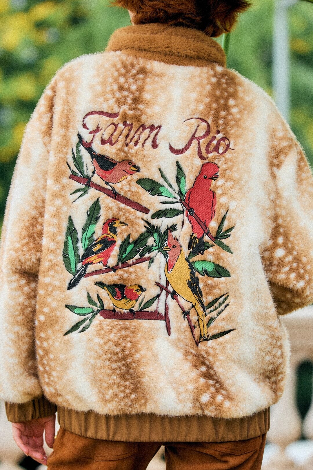Farm Rio Borbofly Embroidered Reversible Puffer Jacket