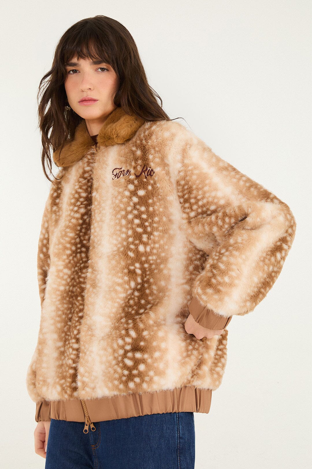 Farm Rio Borbofly Embroidered Reversible Puffer Jacket