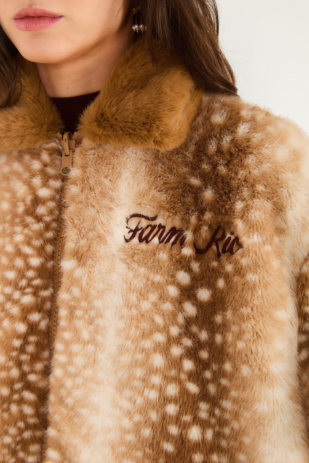 Farm Rio Borbofly Embroidered Reversible Puffer Jacket