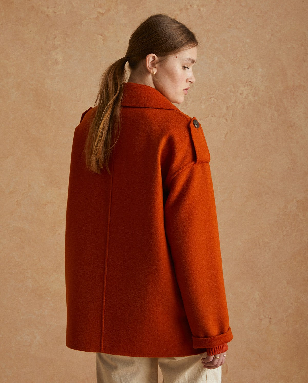 SHORT WOOL COAT ORANGE 39602