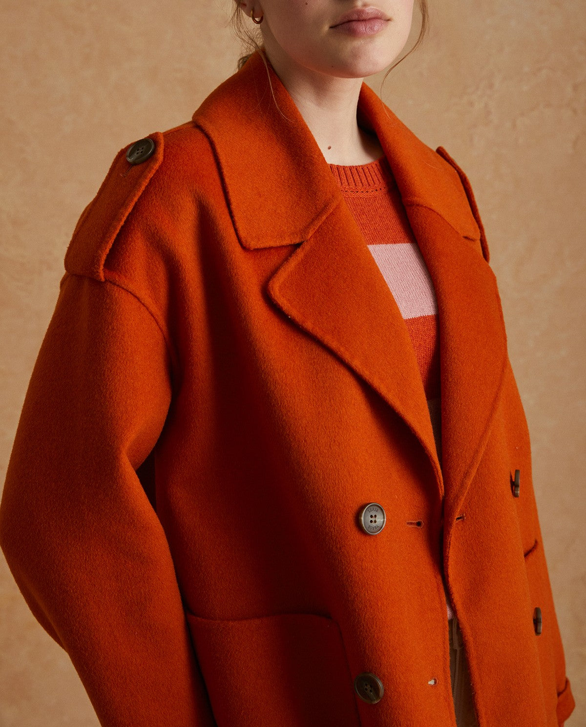 SHORT WOOL COAT ORANGE 39602