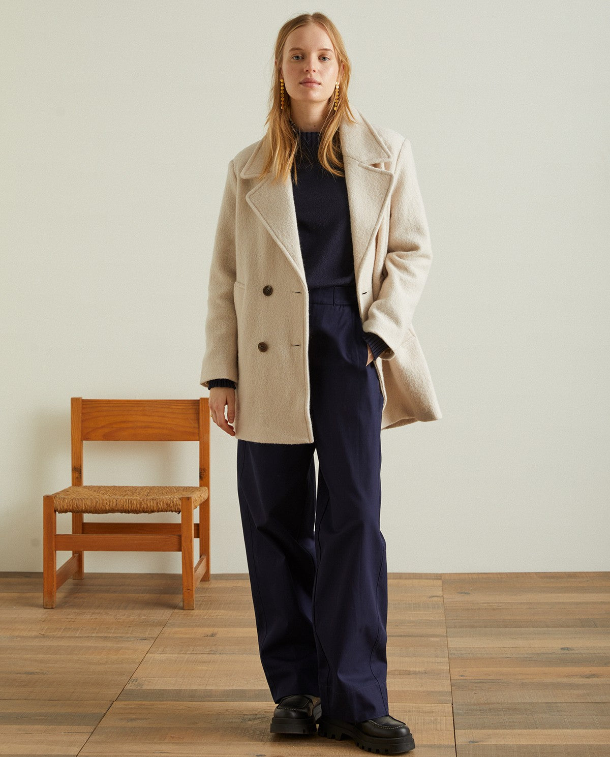 Ecru wool clearance coat