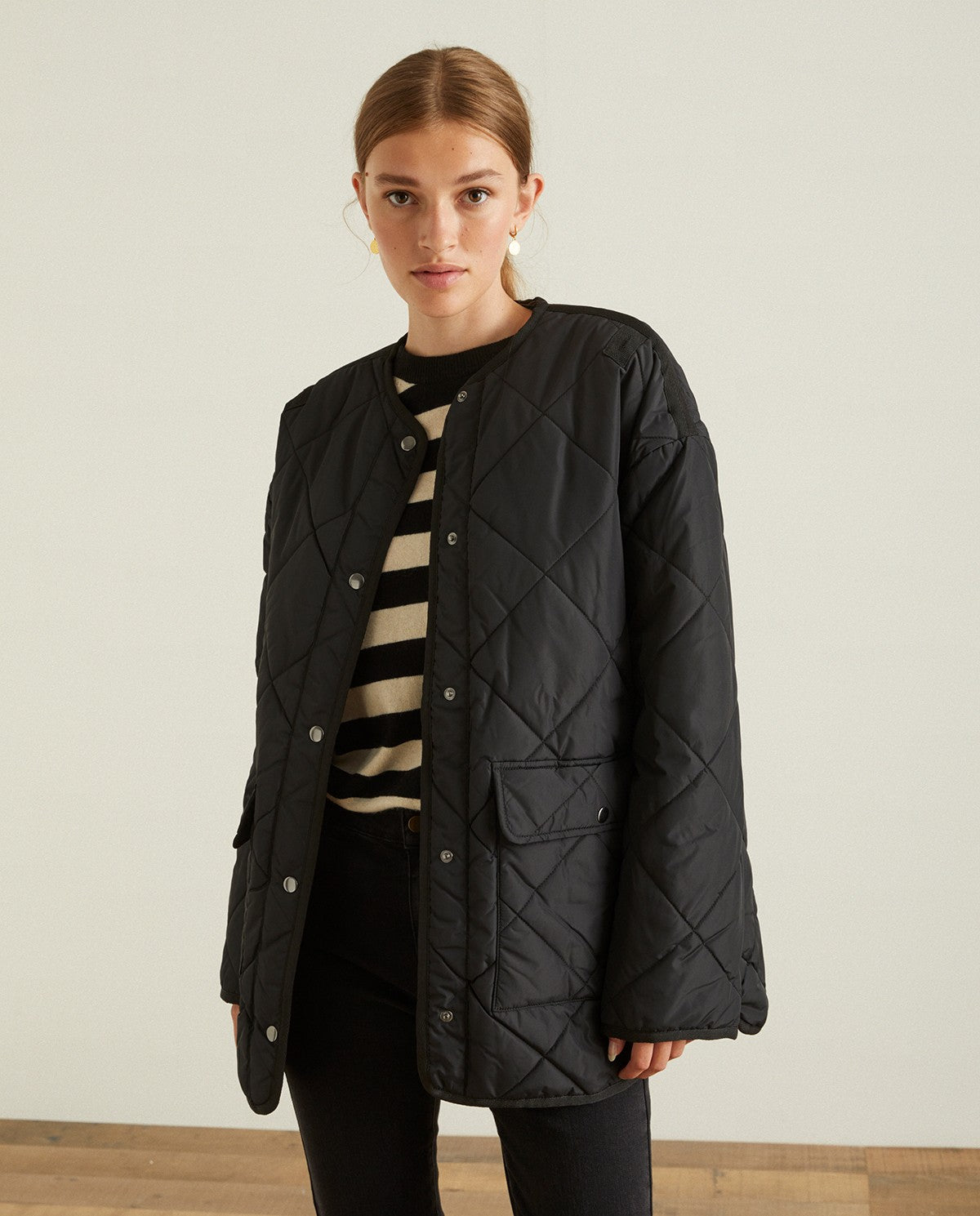 WATER-REPELLENT QUILTED COAT BLACK 39618