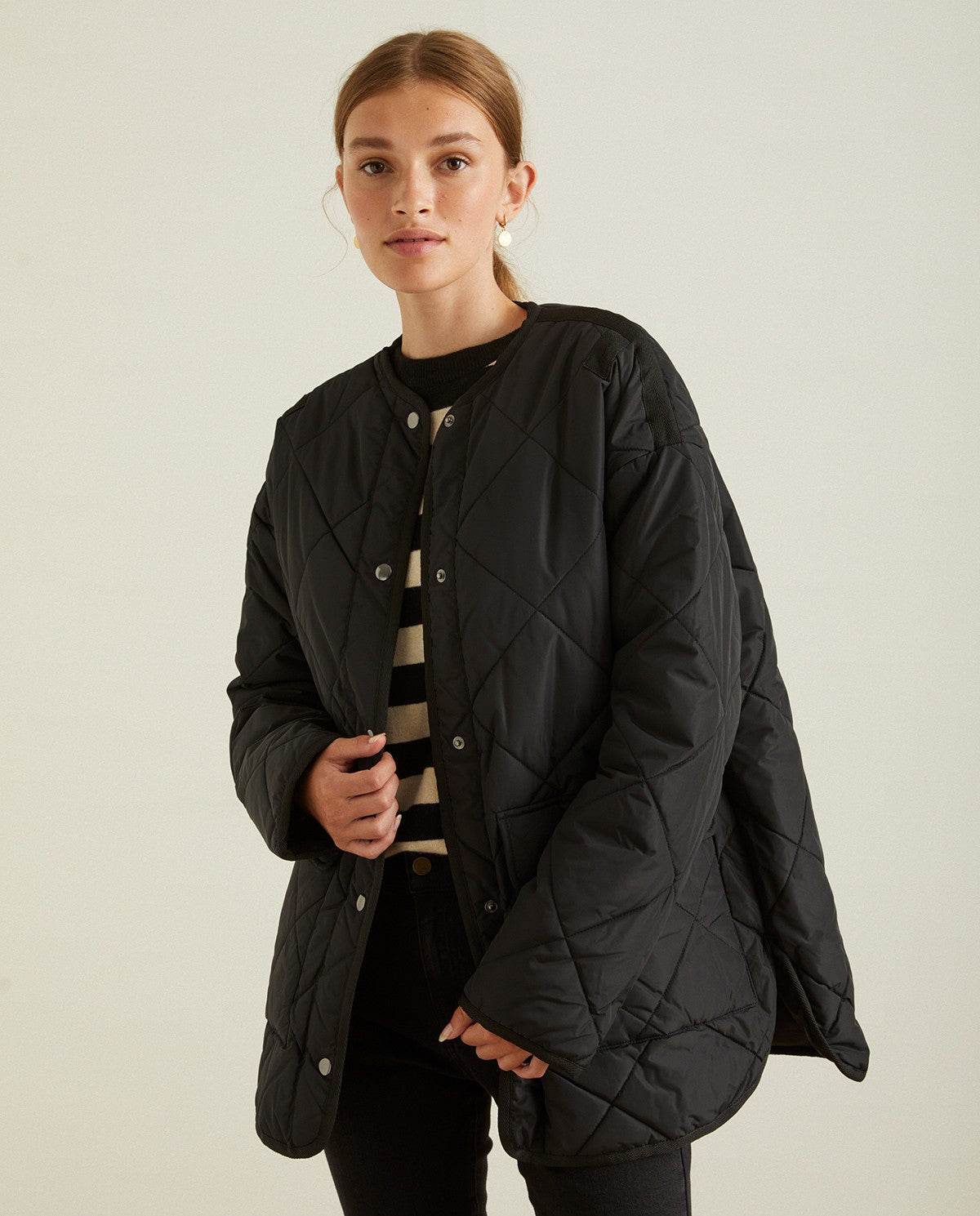 WATER-REPELLENT QUILTED COAT BLACK 39618