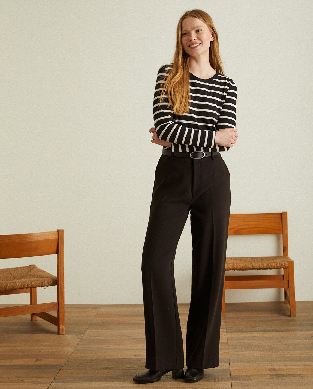 WIDE-LEG TROUSERS BLACK 39814