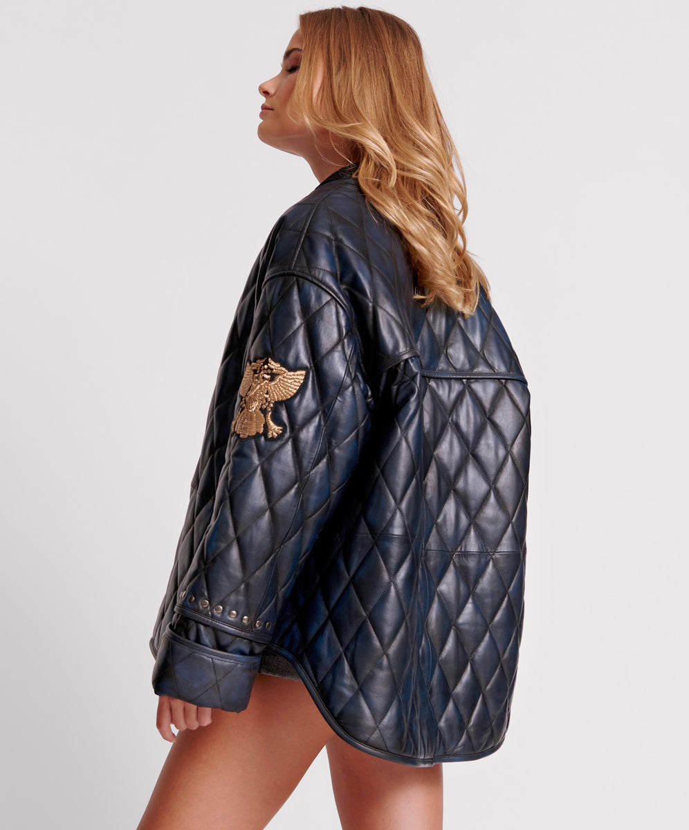 EAGLE EYE LEATHER QUILTED JACKET SKU: 26188