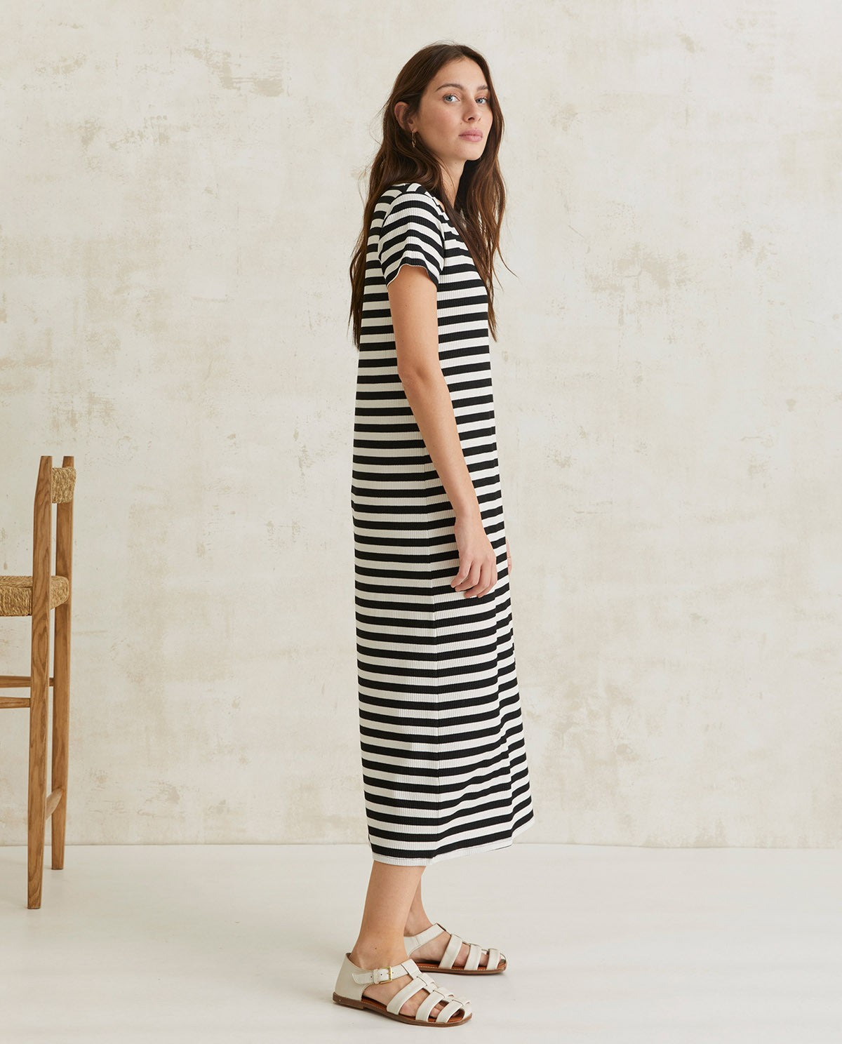 STRIPED MIDI DRESS BLACK STRIPES  Ref. 40495