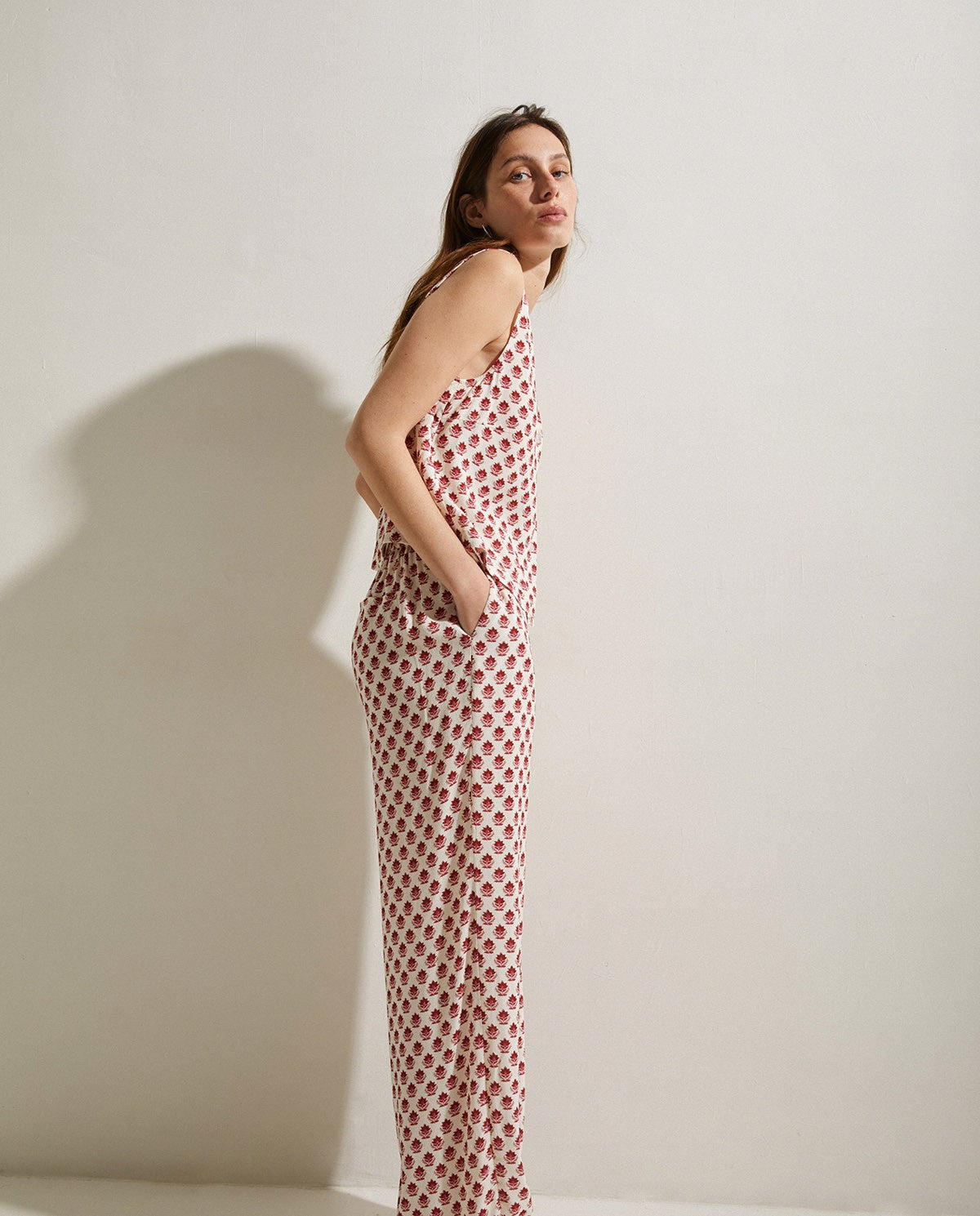 PATTERNED FLOWING TROUSERS ECRU  Ref. 40702