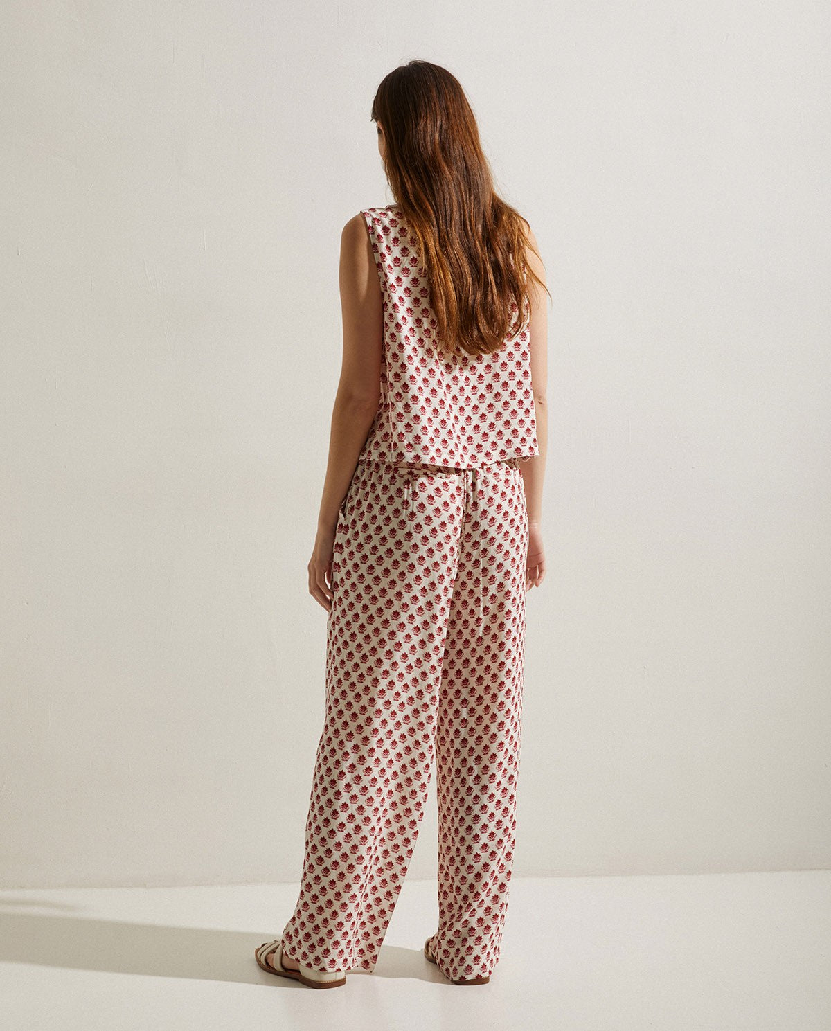 PATTERNED FLOWING TROUSERS ECRU  Ref. 40702