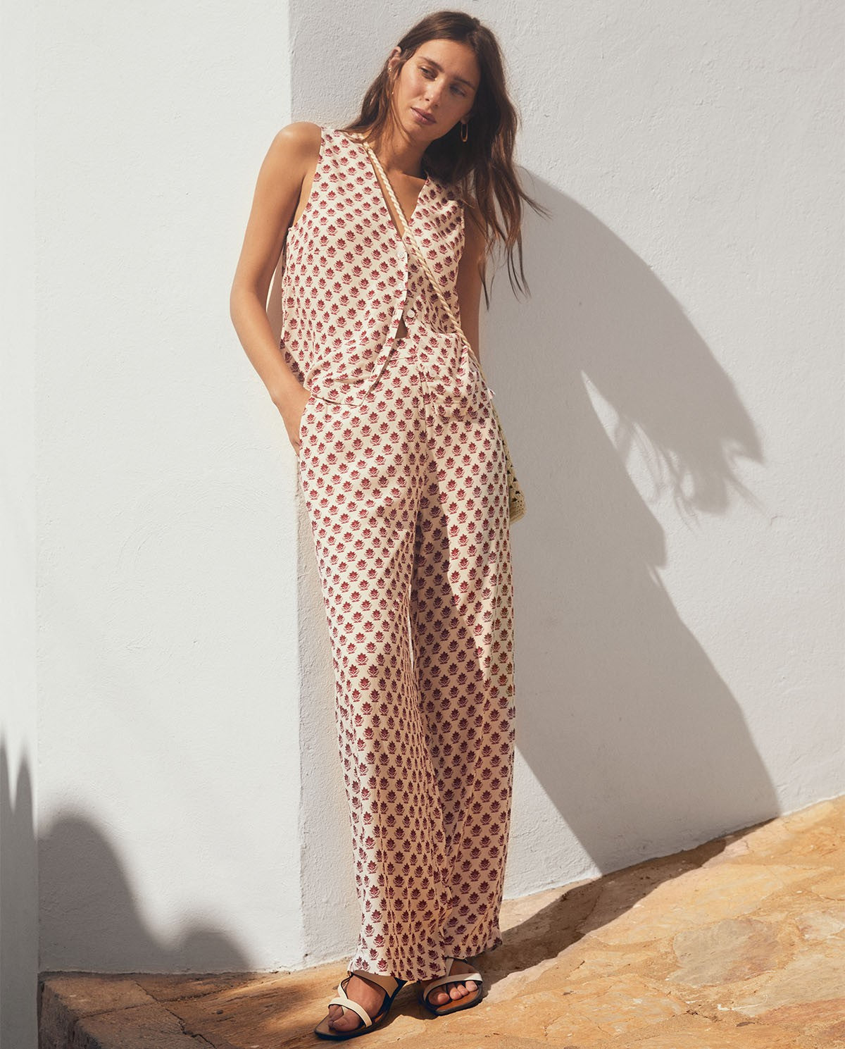 PATTERNED FLOWING TROUSERS ECRU  Ref. 40702