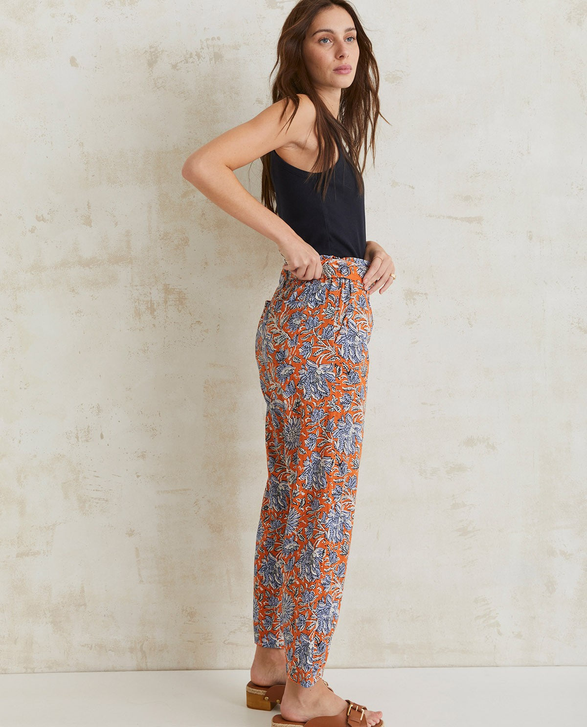 PRINT COTTON TROUSERS ORANGE  Ref. 40855