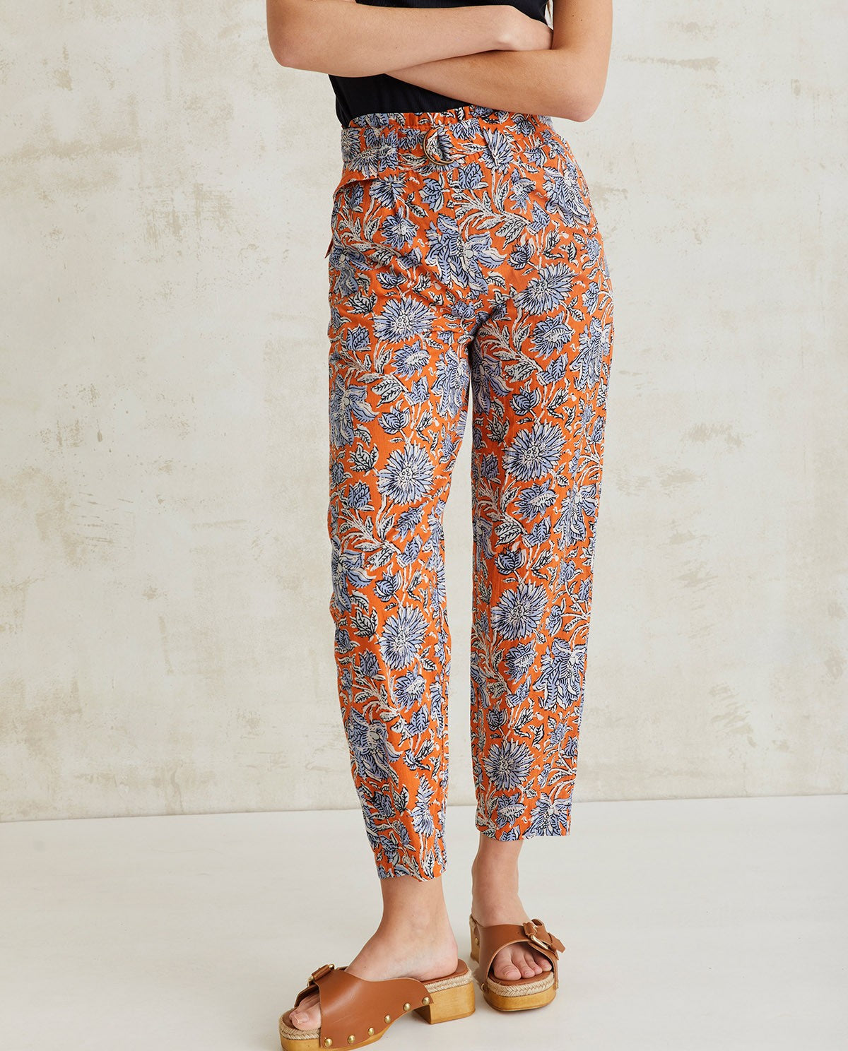 PRINT COTTON TROUSERS ORANGE  Ref. 40855