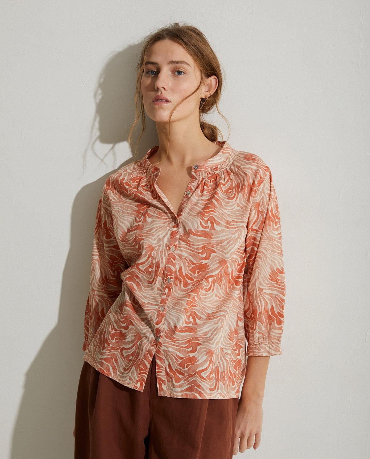 PRINT ORGANIC-COTTON SHIRT ORANGE  Ref. 40862