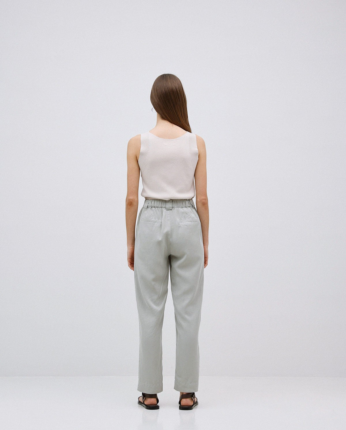 GREEN TENCEL STRAIGHT TROUSERS  Ref. 42816
