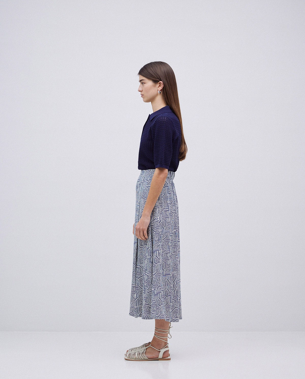 BLUE VISCOSE MIDI SKIRT  Ref. 42826