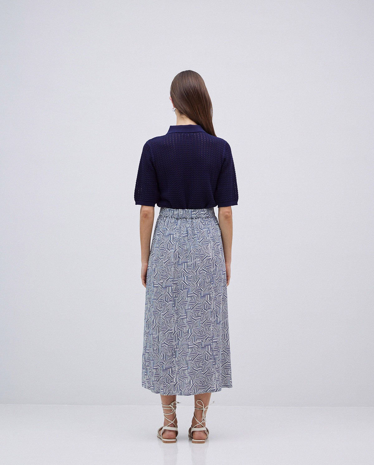 BLUE VISCOSE MIDI SKIRT  Ref. 42826