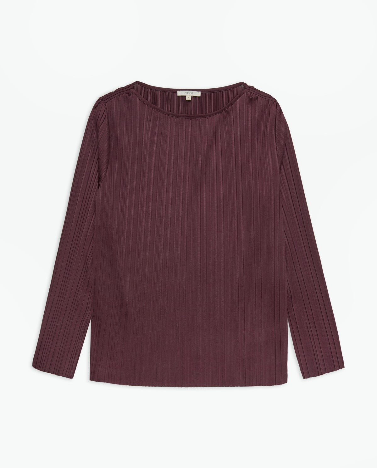 43469 -  AUBERGINE BATEAU-NECK PLEATED BLOUSE