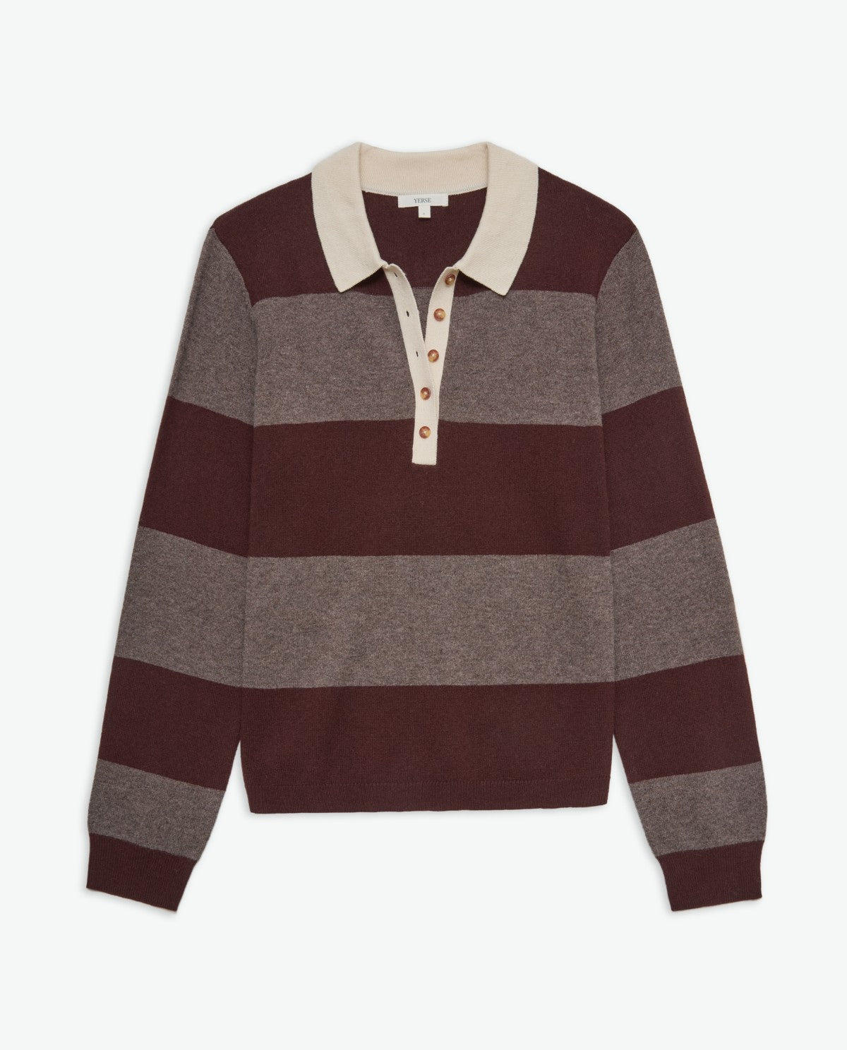 43512 - BROWN STRIPED WOOL-BLEND POLO SWEATER